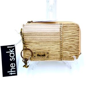 the sak Iris Rose Gold Shimmer Leather Card Wallet